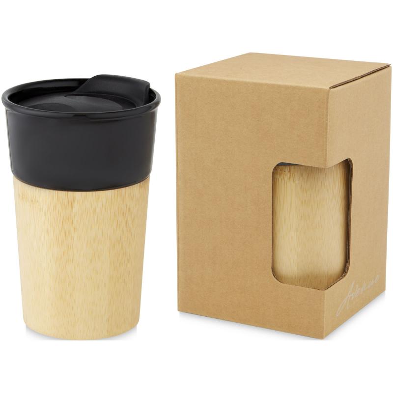 Image of Pereira 320 ml porcelain mug with bamboo outer wall